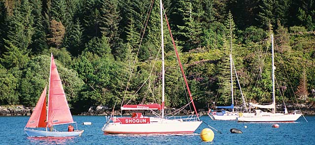 Yacht at anchor in Plockton Bay